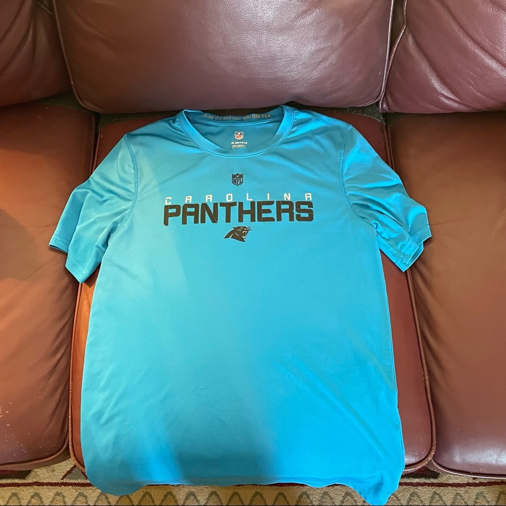 NFL Carolina Panthers kids XL blue dri-fit shirt sleeve T-shirt